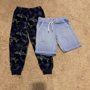Kids Navy and Light Blue Shark Print Joggers and Shorts